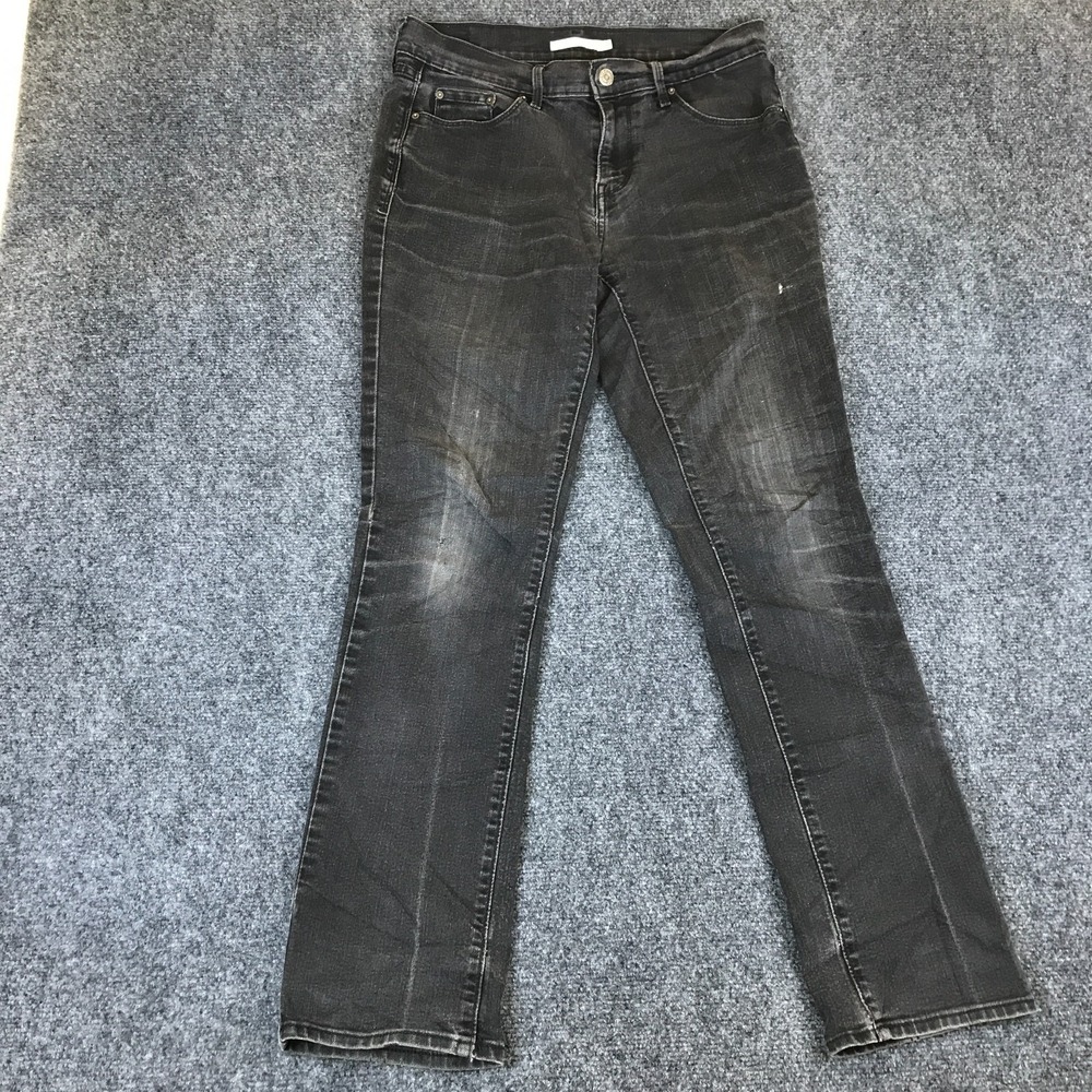 Levi's 505 Jeans Womens 30x30 Black Denim Cotton Stretch Mid Rise Straight Leg